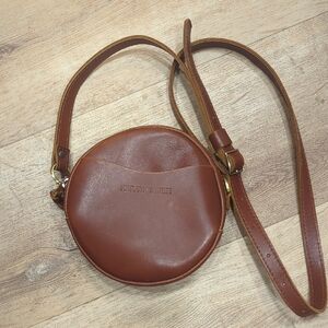 Portland Learher Round Brown Leather Crossbody Bag